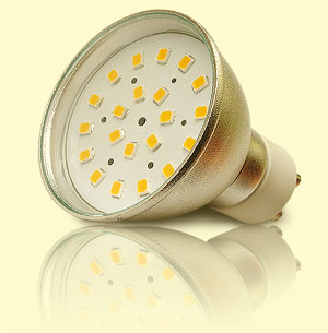 Zlacnená LED žiarovka - bodové svetlo
